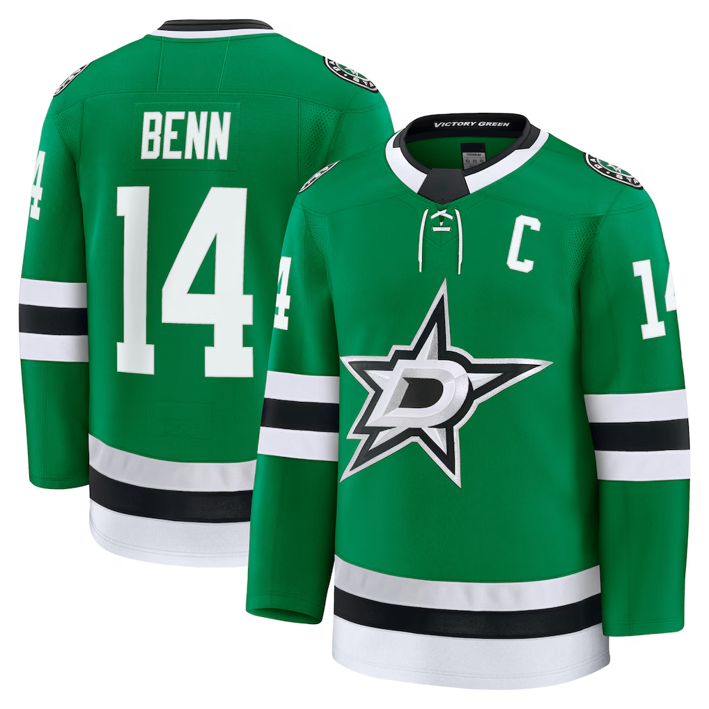 Fenge D.Stars #14 Jamie Benn Kelly Green Home Premium Jerseys