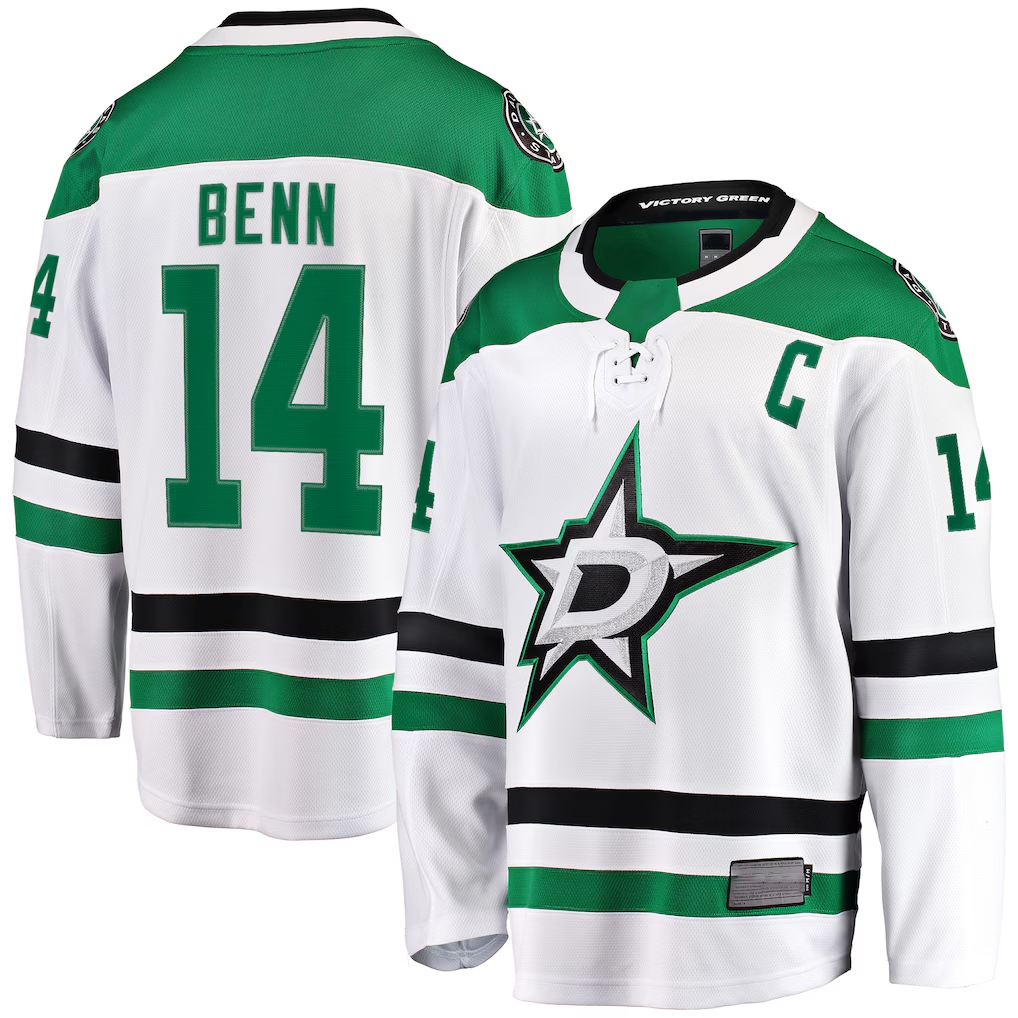 Fenge D.Stars #14 Jamie Benn White Breakaway Jerseys