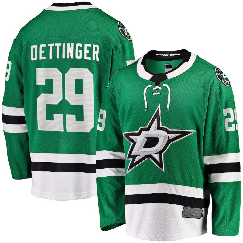 Fenge D.Stars #29 Jake Oettinger Kelly Green Home Breakaway Player Jerseys