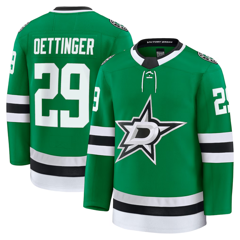 Fenge D.Stars #29 Jake Oettinger Kelly Green Home Premium Jerseys