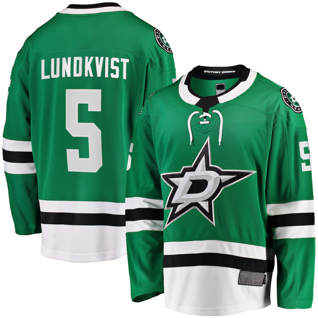 Fenge D.Stars #5 Nils Lundkvist Kelly Green Home Premier Breakaway Player Jerseys