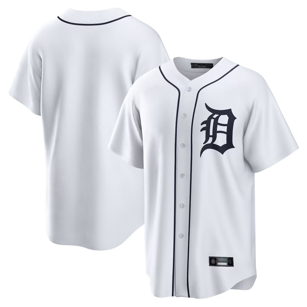 Fenge D.Tigers White Home Game Blank Player Stitched Jerseys