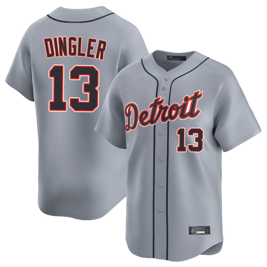 Fenge D.Tigers #13 Dillon Dingler Player Gray Home Limited Stitched Jerseys