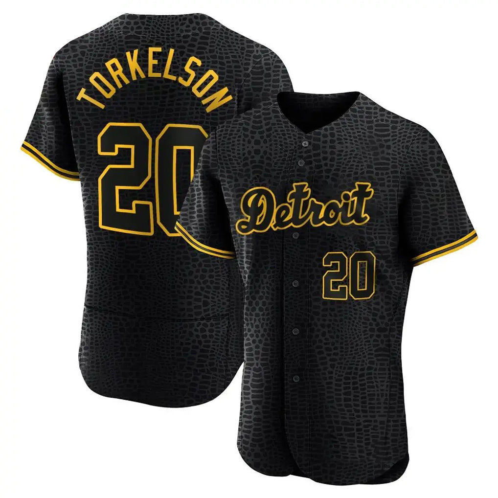 Fenge D.Tigers #20 Spencer Torkelson Player Black Snake Skin City Limited Elite Home Stitched Jerseys