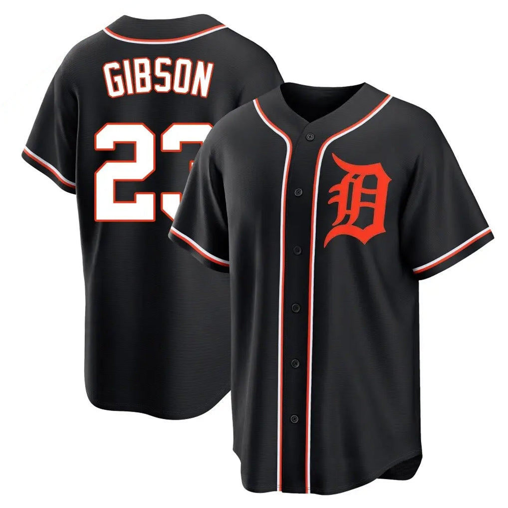 Fenge D.Tigers #23 Kirk Gibson Player Black Fashion Out Home Game Stitched Jerseys