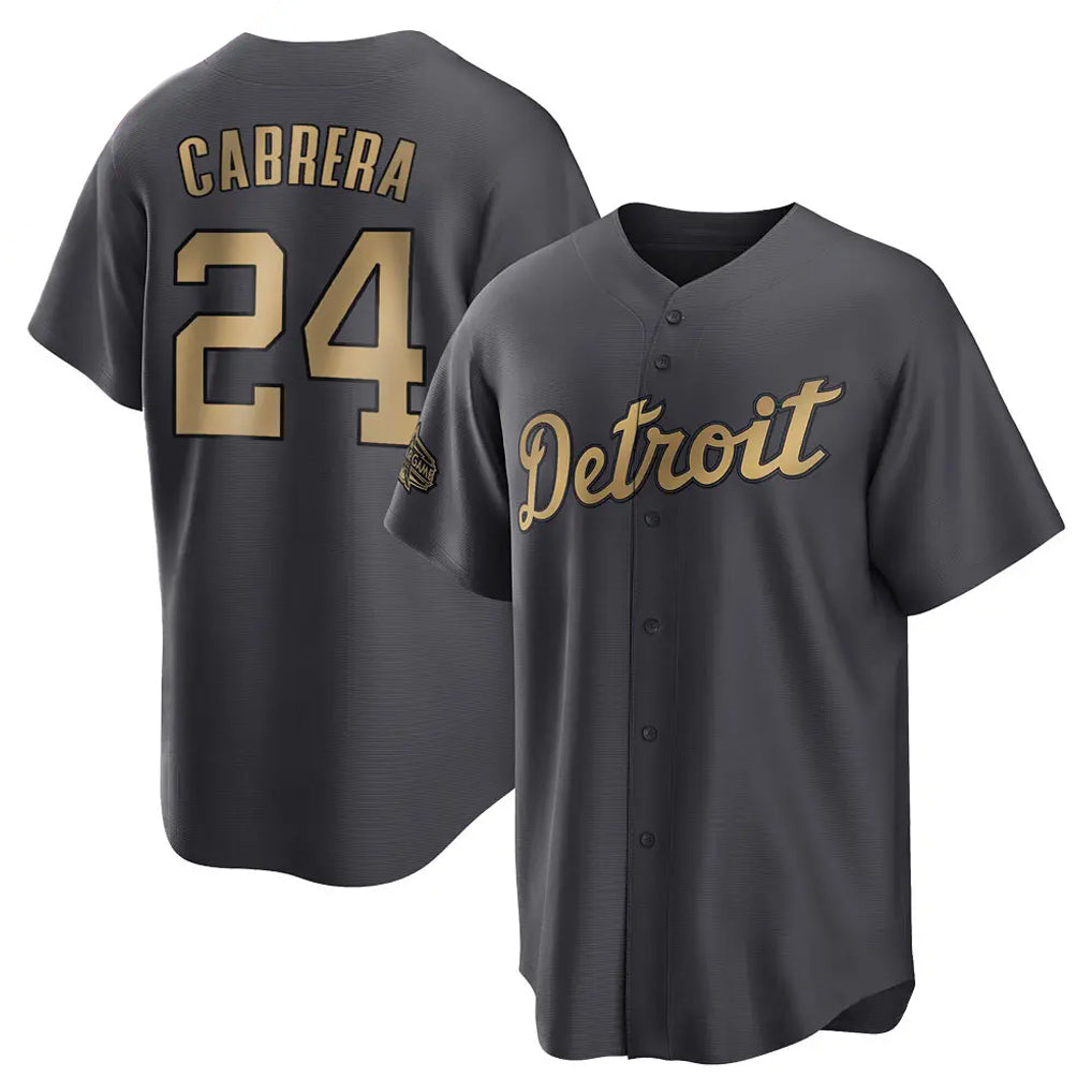 Fenge D.Tigers #24 Miguel Cabrera Player Charcoal All-Star Home Game Stitched Jerseys
