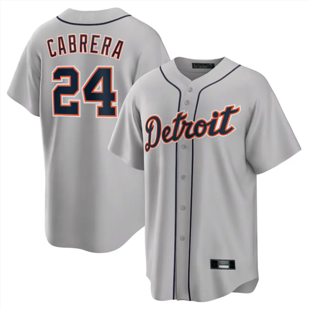 Fenge D.Tigers #24 Miguel Cabrera Player Gray Home Game Stitched Jerseys