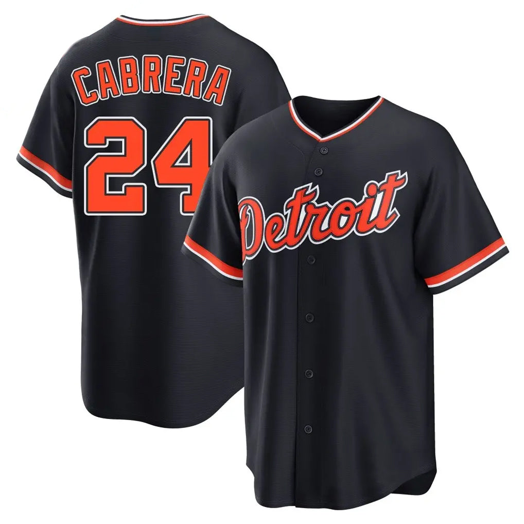 Fenge D.Tigers #24 Miguel Cabrera Player Navy Home Game Stitched Jerseys