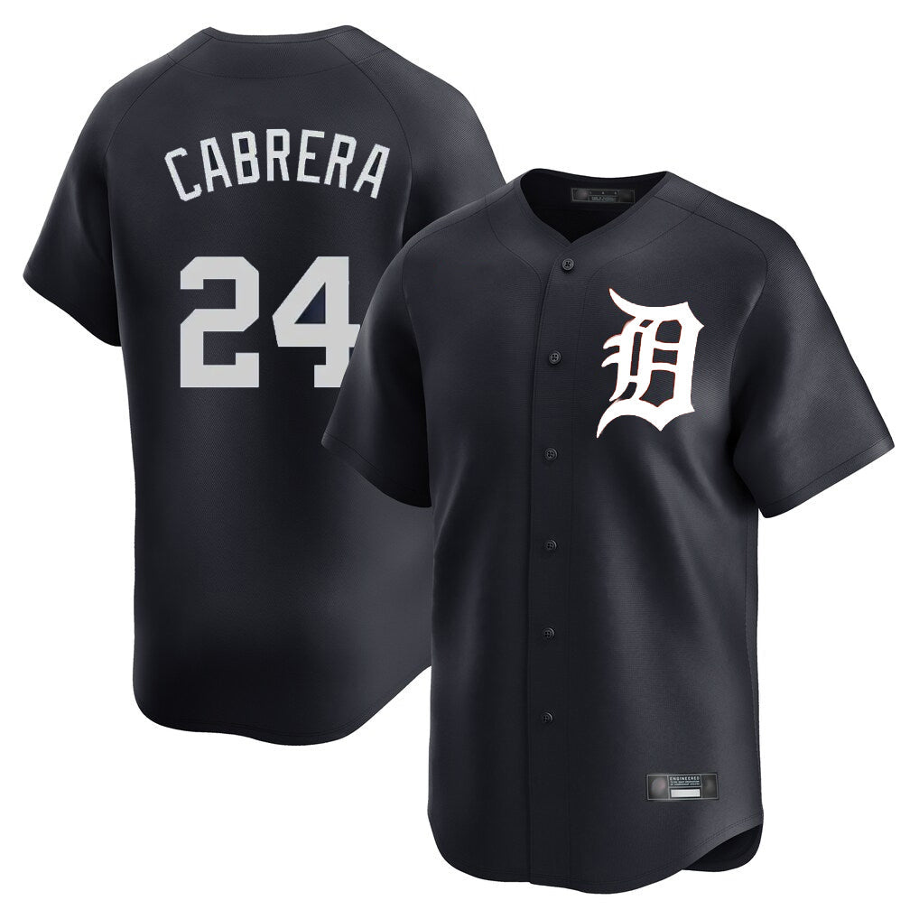 Fenge D.Tigers #24 Miguel Cabrera Player Navy Home Limited Game Stitched Jerseys