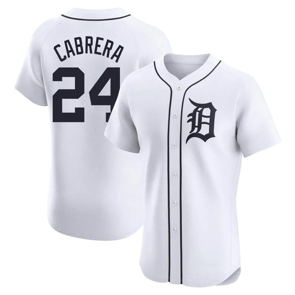 Fenge D.Tigers #24 Miguel Cabrera Player White Limited Elite Home Stitched Jerseys