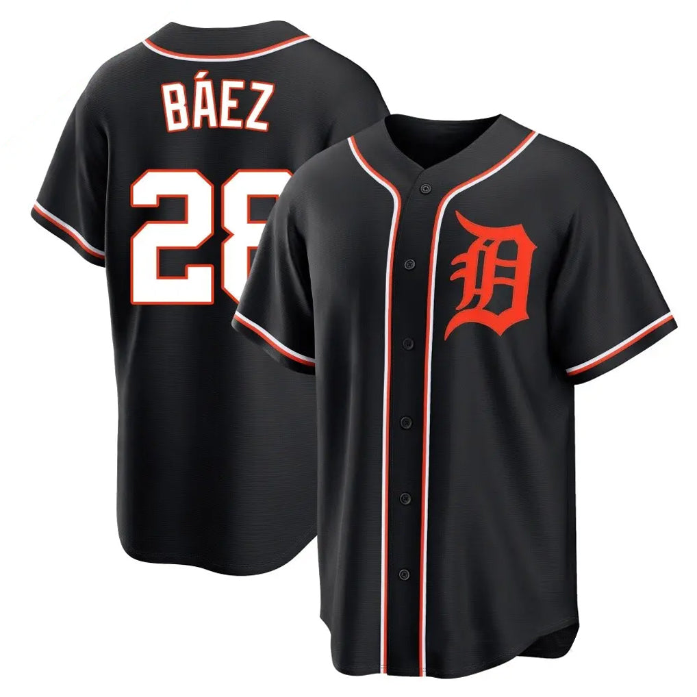 Fenge D.Tigers #28 Javier B¡§¡éez Player Black Fashion Out Home Game Stitched Jerseys