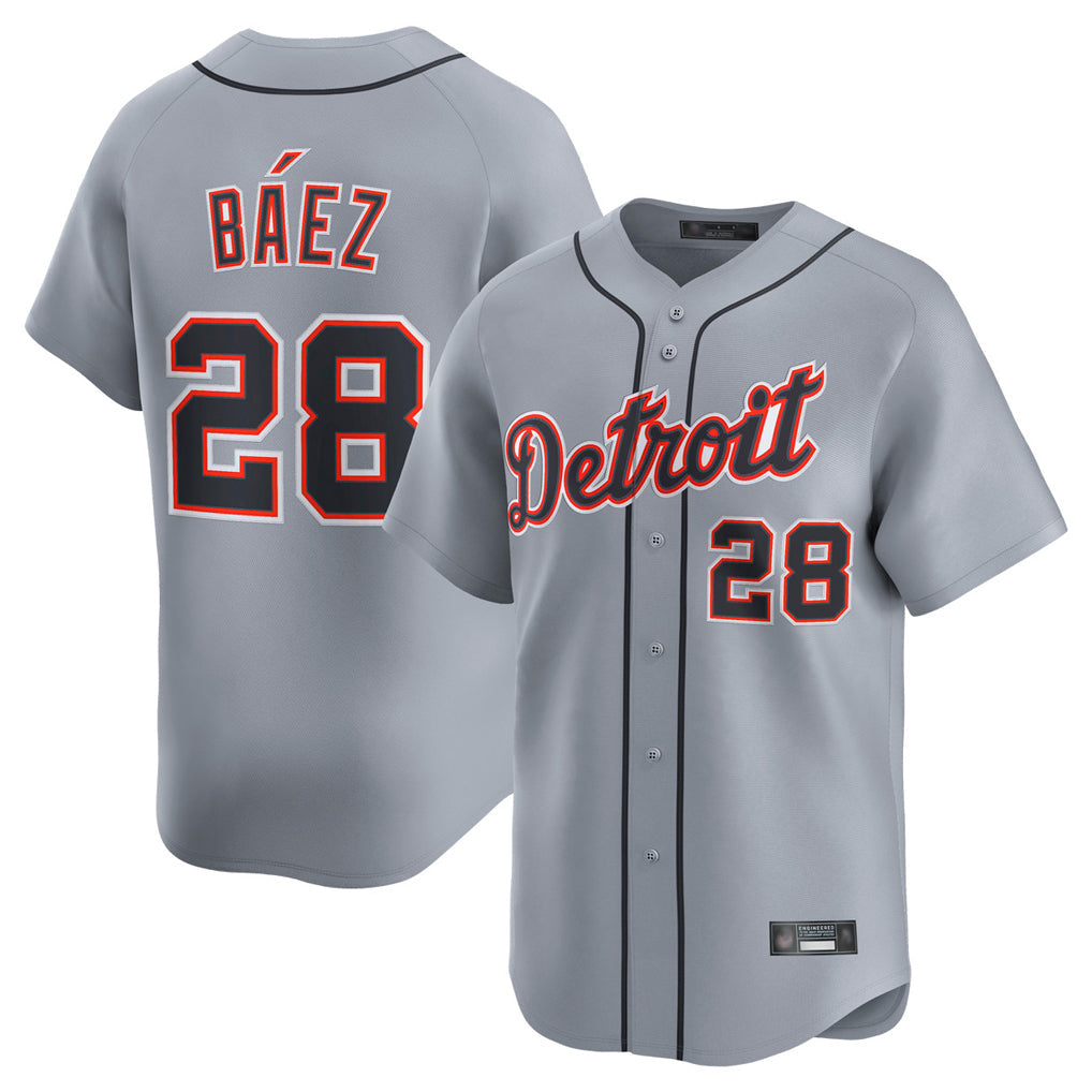 Fenge D.Tigers #28 Javier B¡§¡éez Player Gray Home Limited Stitched Jerseys