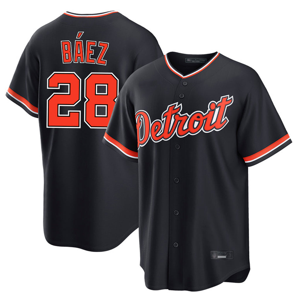 Fenge D.Tigers #28 Javier B¡§¡éez Player Navy Home Game Stitched Jerseys