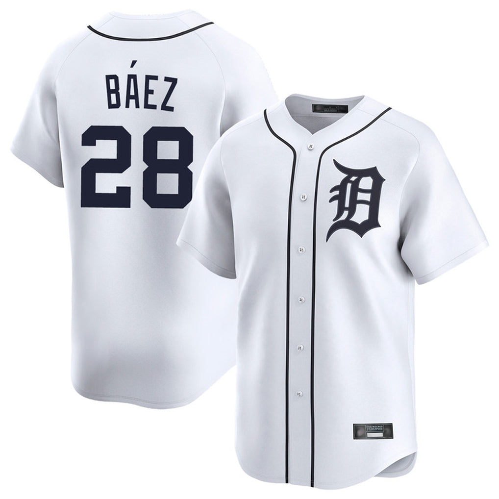 Fenge D.Tigers #28 Javier B¡§¡éez Player White Home Limited Stitched Jerseys