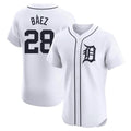 Fenge D.Tigers #28 Javier B¡§¡éez Player White Limited Elite Home Stitched Jerseys