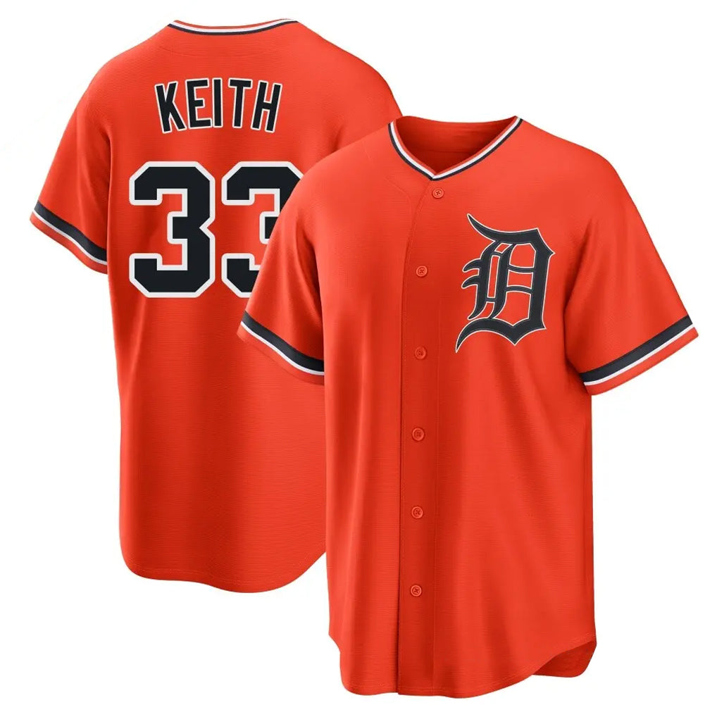 Fenge D.Tigers #33 Colt Keith Player Orange Home Game Stitched Jerseys