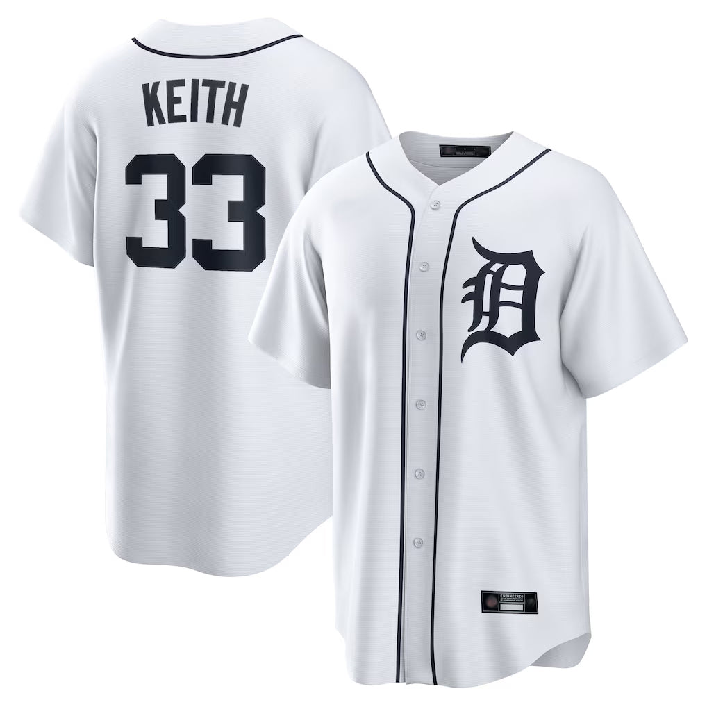 Fenge D.Tigers #33 Colt Keith Player White Home Game Stitched Jerseys