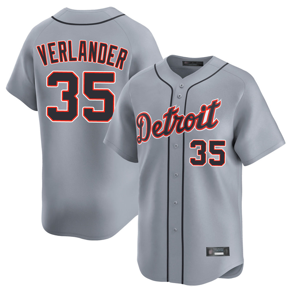 Fenge D.Tigers #35 Justin Verlander Player Gray Home Limited Stitched Jerseys