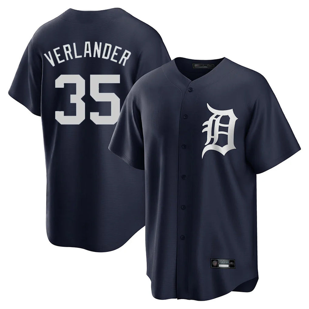 Fenge D.Tigers #35 Justin Verlander Player Navy Game Home Stitched Jerseys