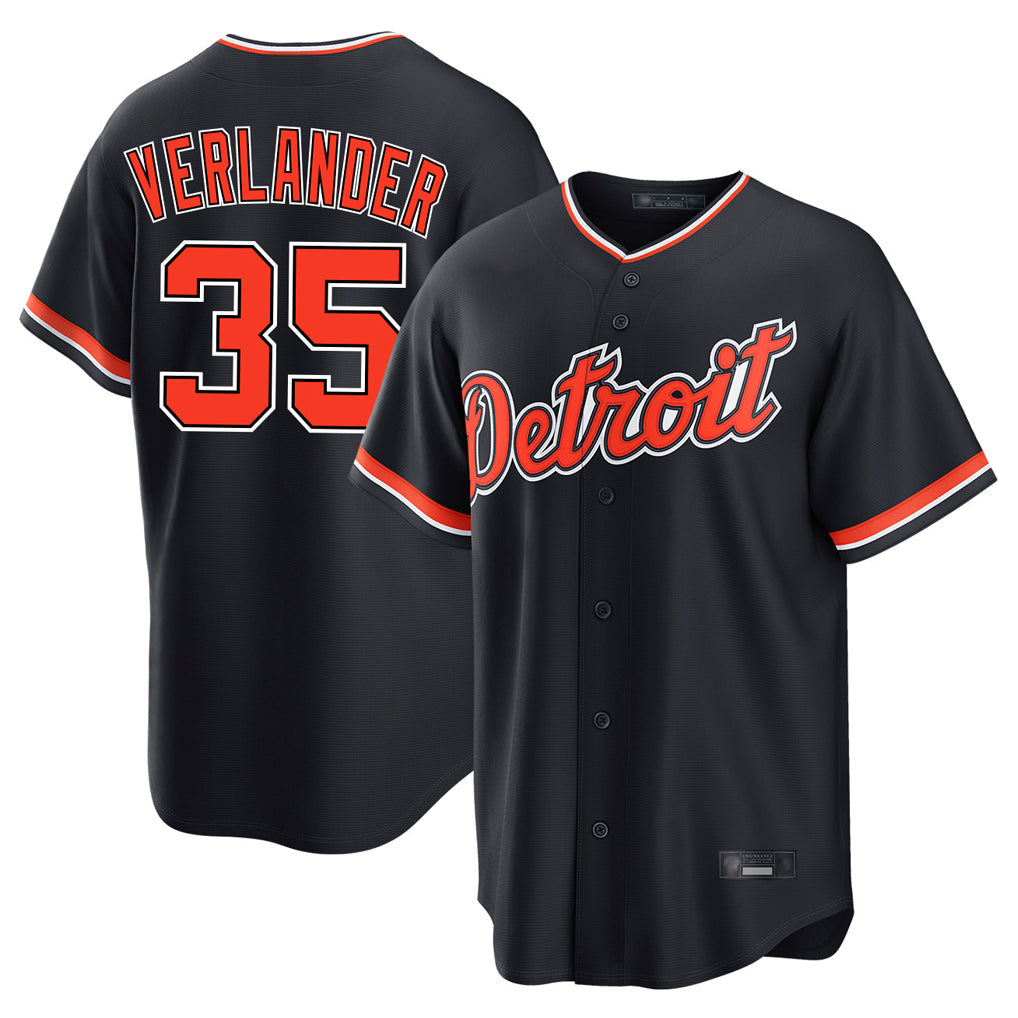 Fenge D.Tigers #35 Justin Verlander Player Navy Home Game Stitched Jerseys