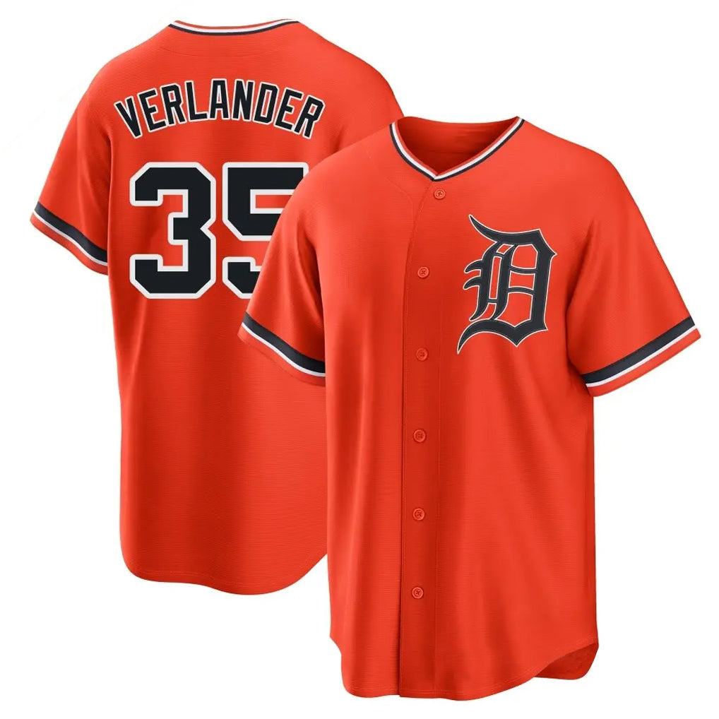 Fenge D.Tigers #35 Justin Verlander Player Orange Home Game Stitched Jerseys