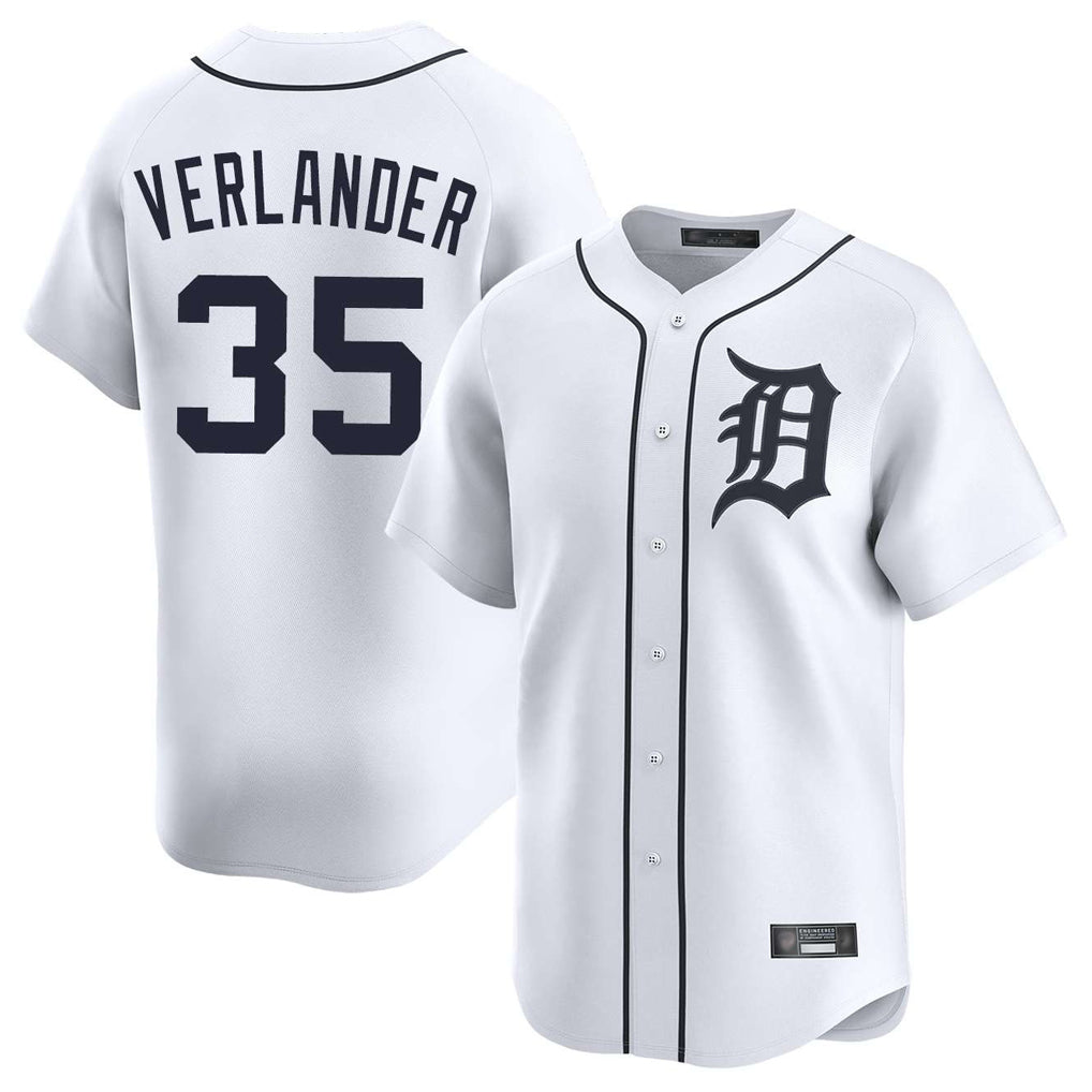 Fenge D.Tigers #35 Justin Verlander Player White Home Limited Stitched Jerseys
