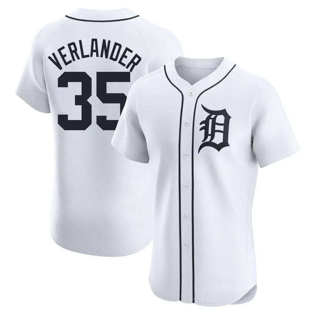 Fenge D.Tigers #35 Justin Verlander Player White Limited Elite Home Stitched Jerseys