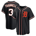 Fenge D.Tigers #3 Alan Trammell Player Black Fashion Out Home Game Stitched Jerseys