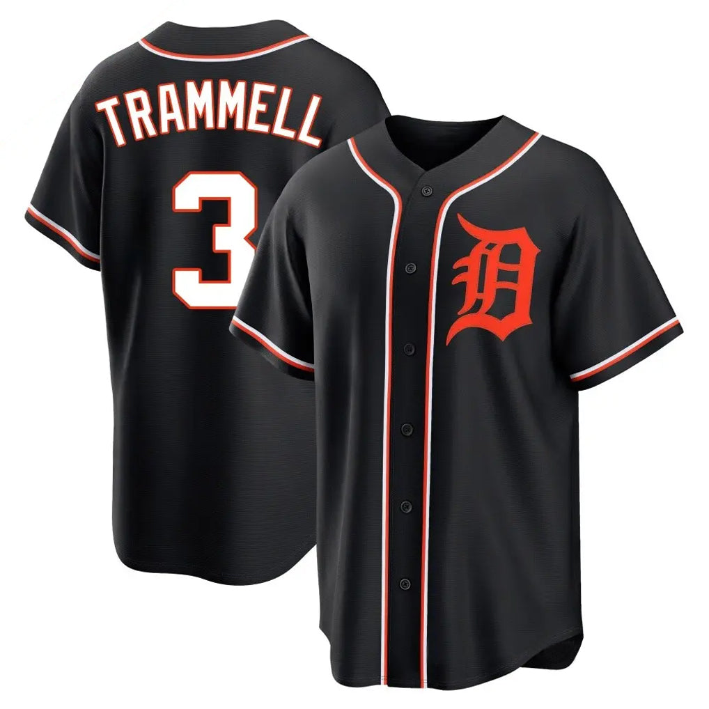 Fenge D.Tigers #3 Alan Trammell Player Black Fashion Out Home Game Stitched Jerseys