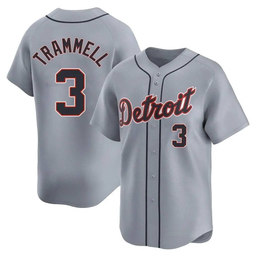 Fenge D.Tigers #3 Alan Trammell Player Gray Home Limited Stitched Jerseys