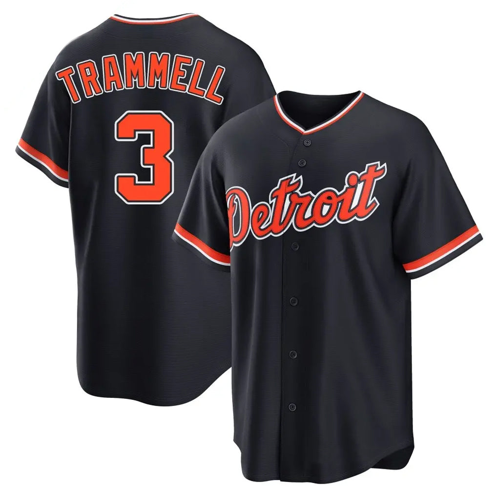 Fenge D.Tigers #3 Alan Trammell Player Navy Home Game Stitched Jerseys