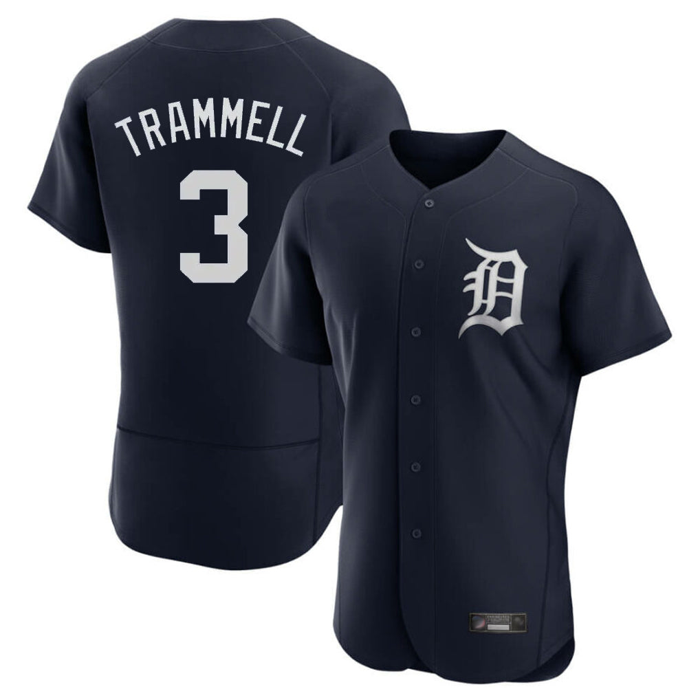 Fenge D.Tigers #3 Alan Trammell Player Navy Limited Elite Home Stitched Jerseys
