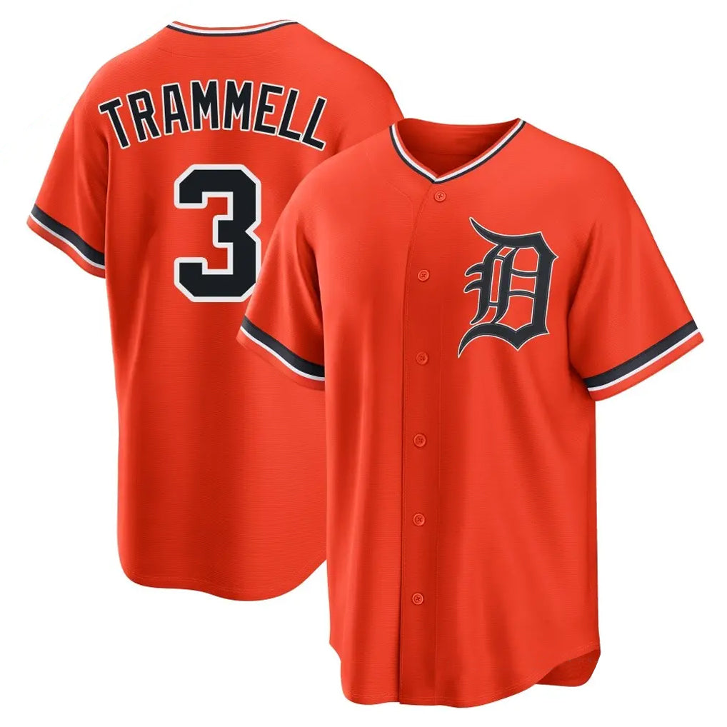 Fenge D.Tigers #3 Alan Trammell Player Orange Home Game Stitched Jerseys