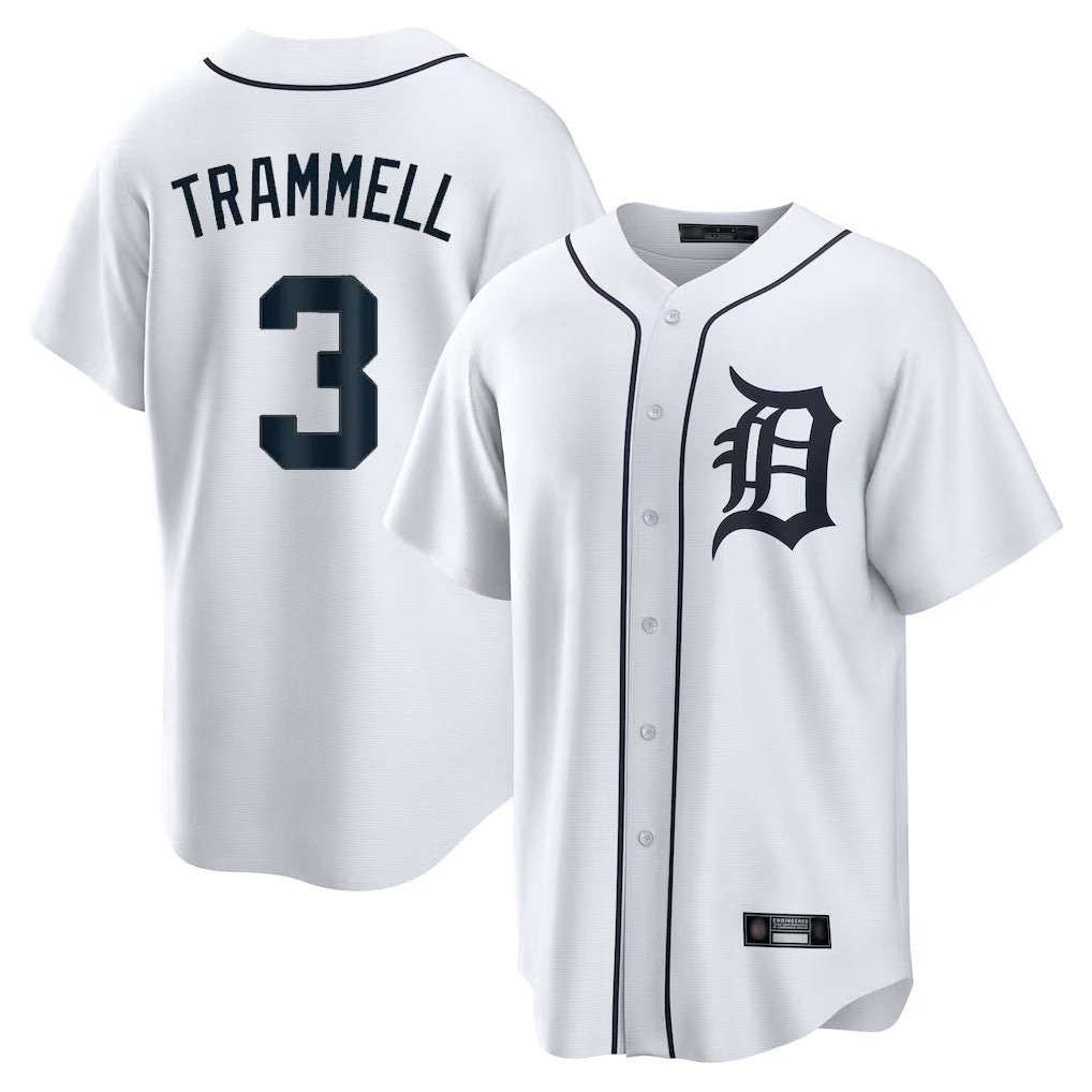 Fenge D.Tigers #3 Alan Trammell Player White Home Game Stitched Jerseys