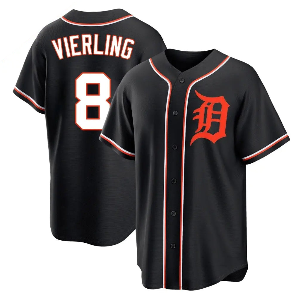 Fenge D.Tigers #8 Matt Vierling Player Black Fashion Out Home Game Stitched Jerseys