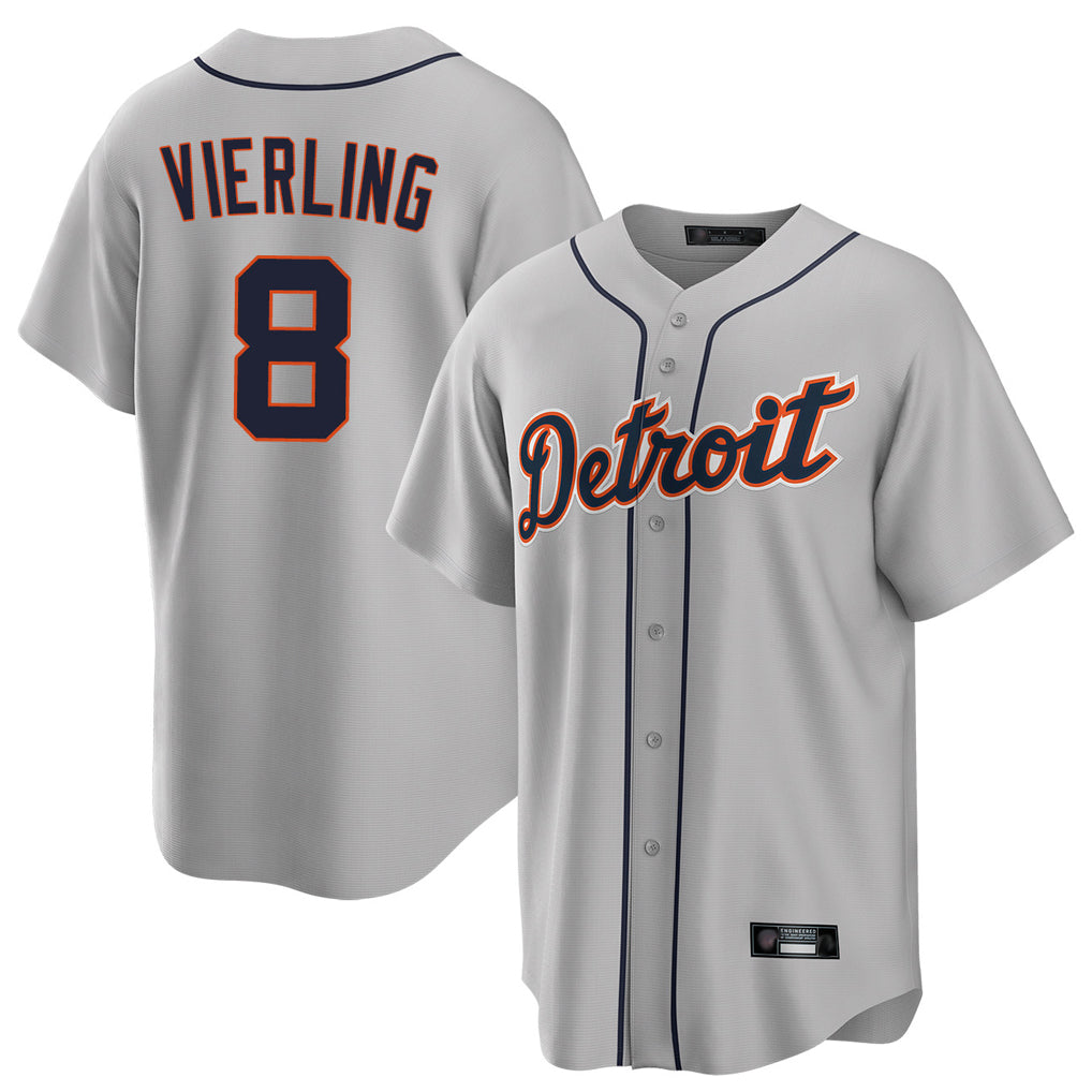 Fenge D.Tigers #8 Matt Vierling Player Gray Home Game Stitched Jerseys