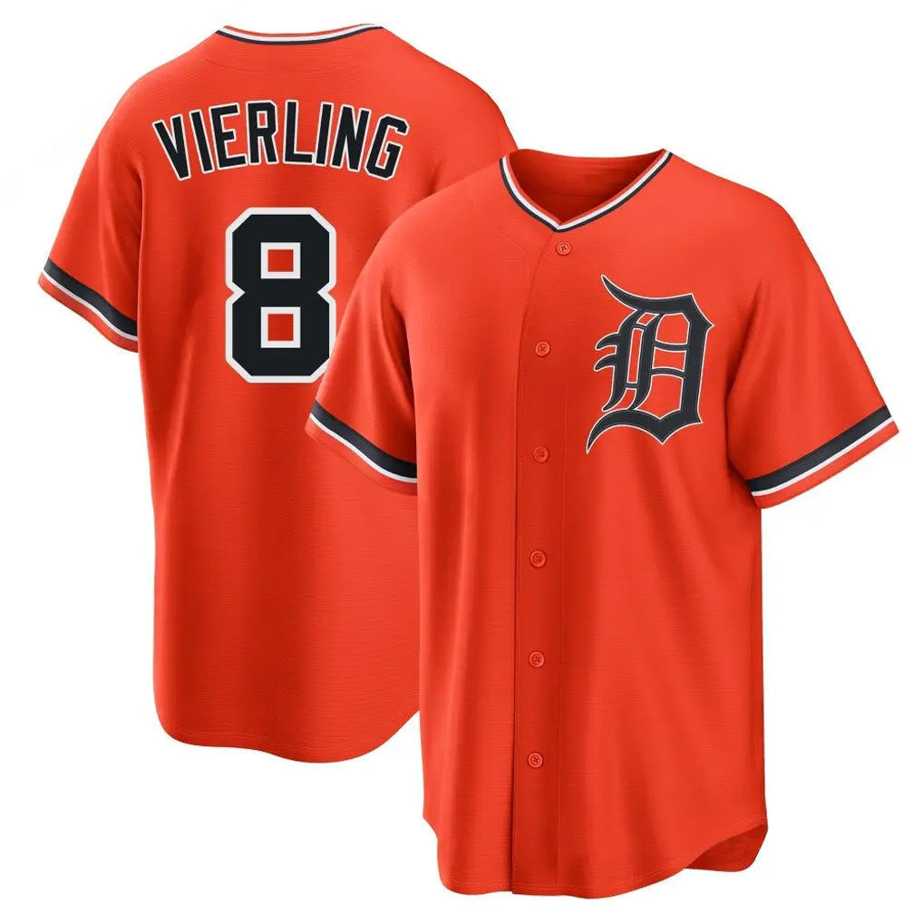 Fenge D.Tigers #8 Matt Vierling Player Orange Home Game Stitched Jerseys