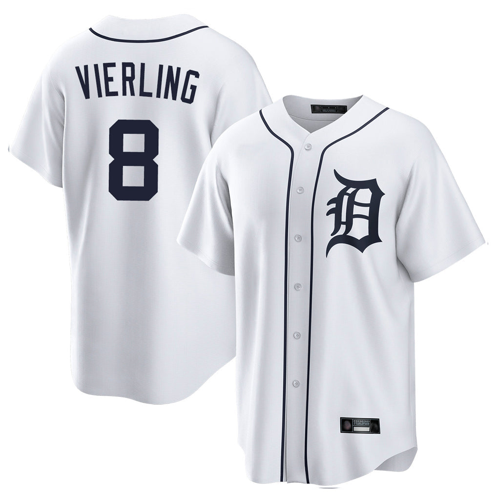 Fenge D.Tigers #8 Matt Vierling Player White Home Game Stitched Jerseys
