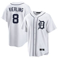 Fenge D.Tigers #8 Matt Vierling Player White Home Game Stitched Jerseys