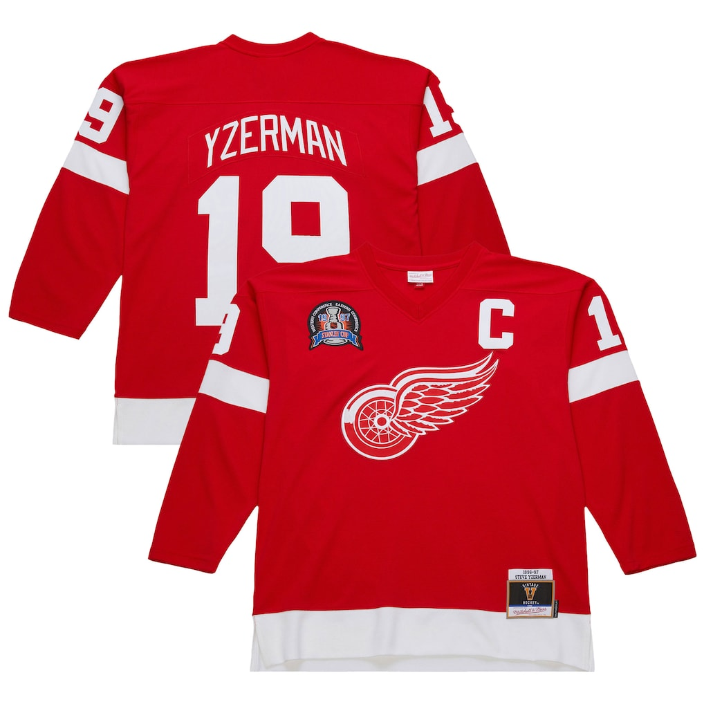 Fenge D.Red wings #19 Steve Yzerman Scarlet 1996-97 Power Play Jerseys