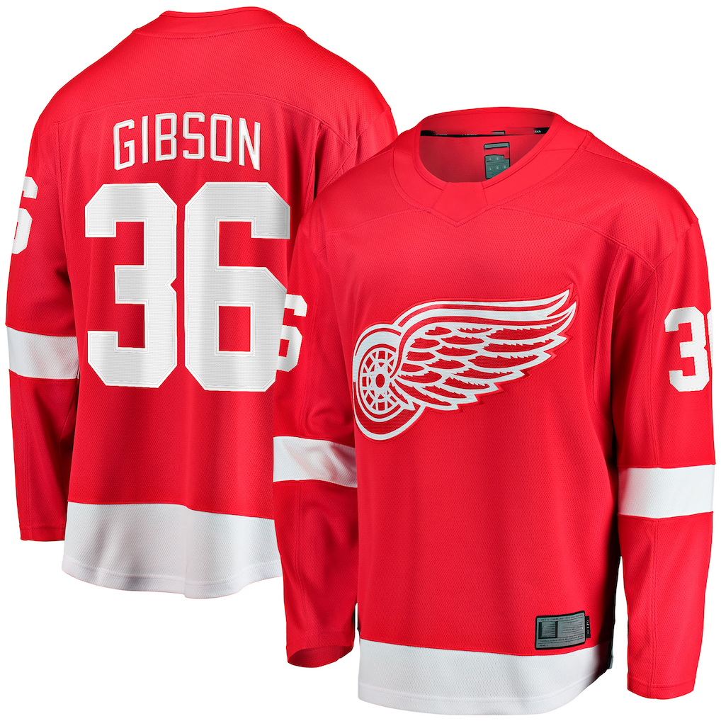 Fenge D.Red wings #36 John Gibson Red Home Breakaway Jerseys