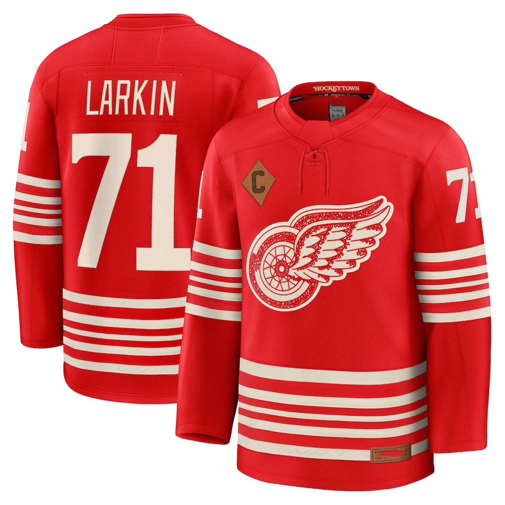 Fenge D.Red wings #71 Dylan Larkin Red Centennial Premium Player Jerseys