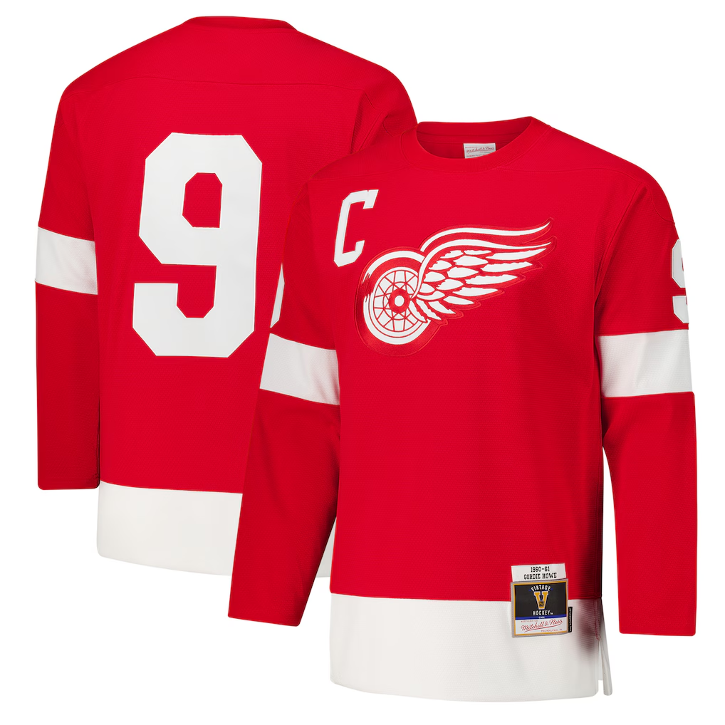 Fenge D.Red wings #9 Gordie Howe Red 1960-61 Power Play Jerseys