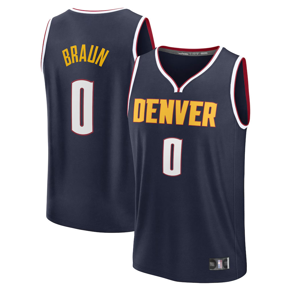 Fenge D.Nuggets #0 Christian Braun Navy Fast Break Replica Player Jerseys - Icon Edition