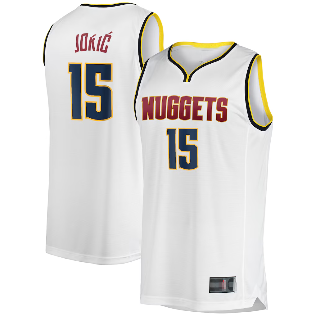 Fenge D.Nuggets #15 Nikola Jokic White Fast Break Player Jerseys - Association Edition