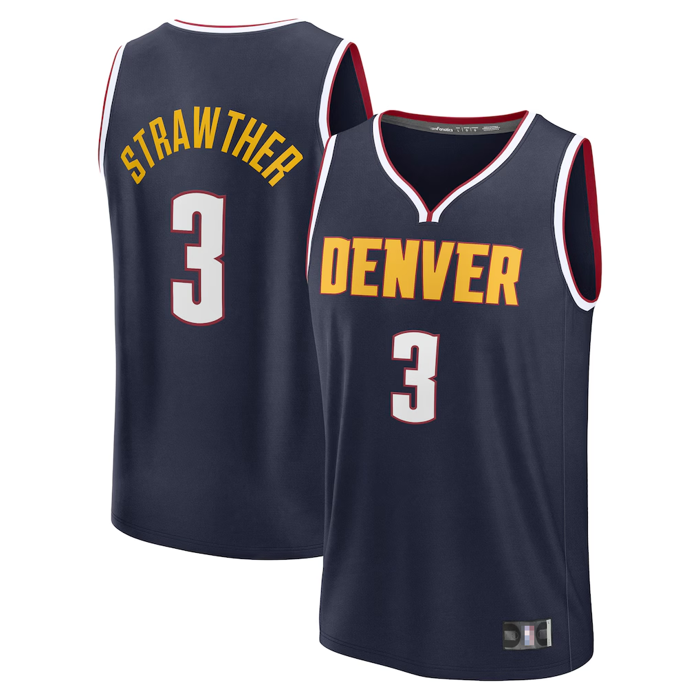 Fenge D.Nuggets #3 Julian Strawther Navy Fast Break Replica Player Jerseys - Icon Edition