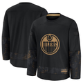 Fenge E.Oilers Black 2024 Military Appreciation Practice Jerseys