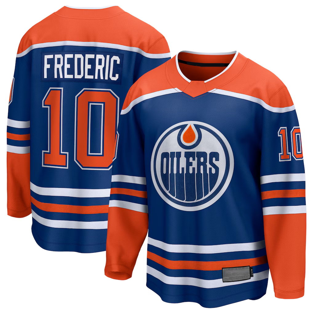 Fenge E.Oilers #10 Trent Frederic Royal Home Breakaway Jerseys