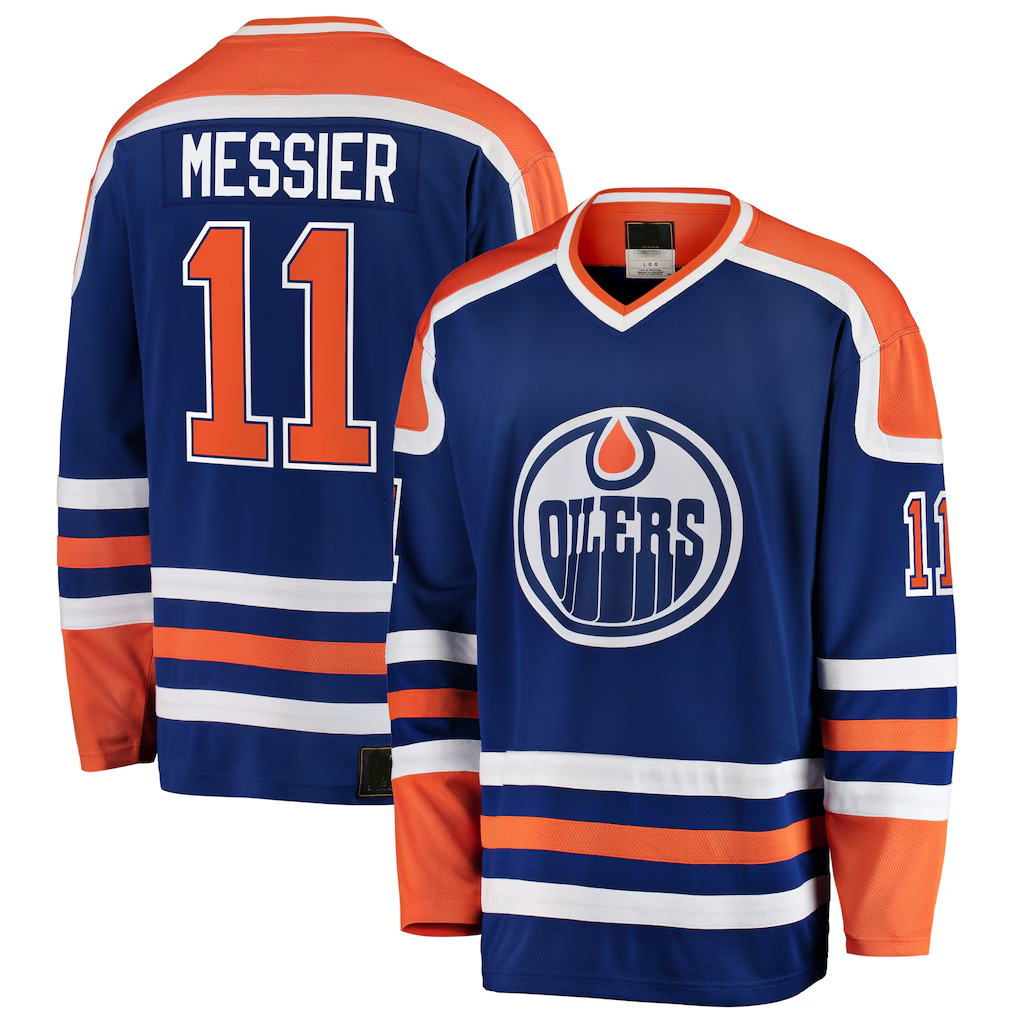 Fenge E.Oilers #11 Mark Messier Blue Premier Breakaway Retired Player Jerseys