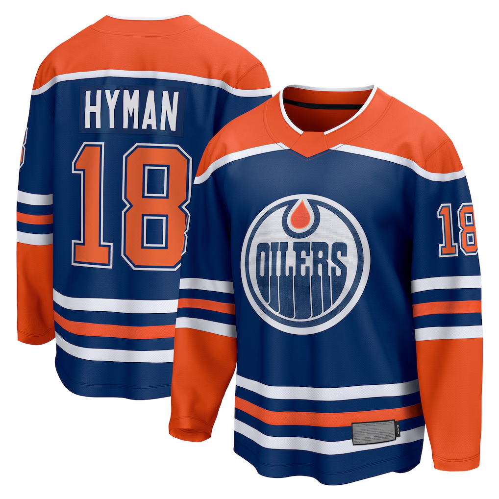 Fenge E.Oilers #18 Zach Hyman Royal Home Breakaway Player Jerseys